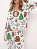 Paris Christmas Silk Satin Pajama Set For Women