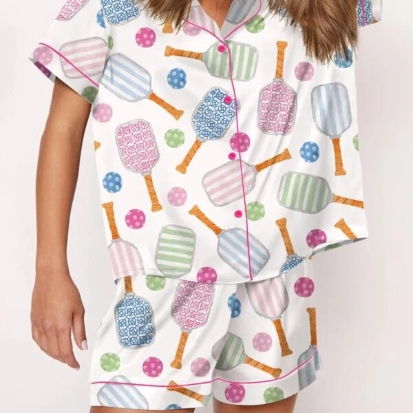 Pickleball Watercolor Silk Satin Pajama Set For Women