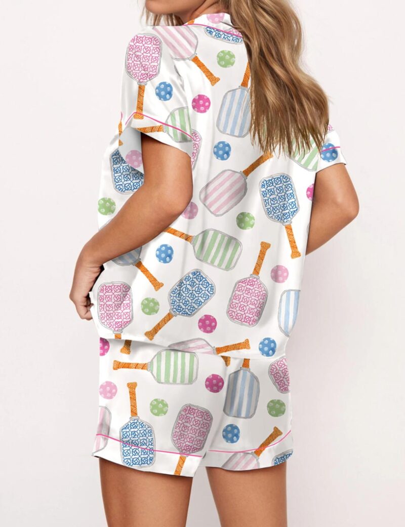 Pickleball Watercolor Silk Satin Pajama Set For Women