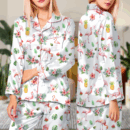 Pink Flamingo Satin Pajama Set For Women