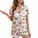Pink Flamingo Satin Pajama Set For Women