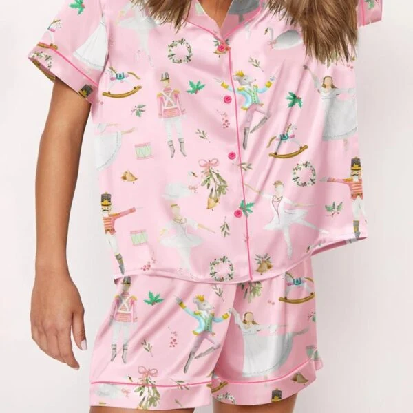 Pink Nutcracker Ballet Silk Satin Pajama Set