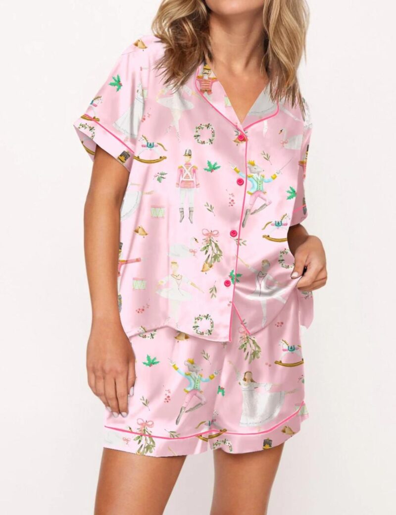 Pink Nutcracker Ballet Silk Satin Pajama Set
