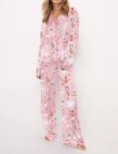 Pink Nutcracker Ballet Silk Satin Pajama Set