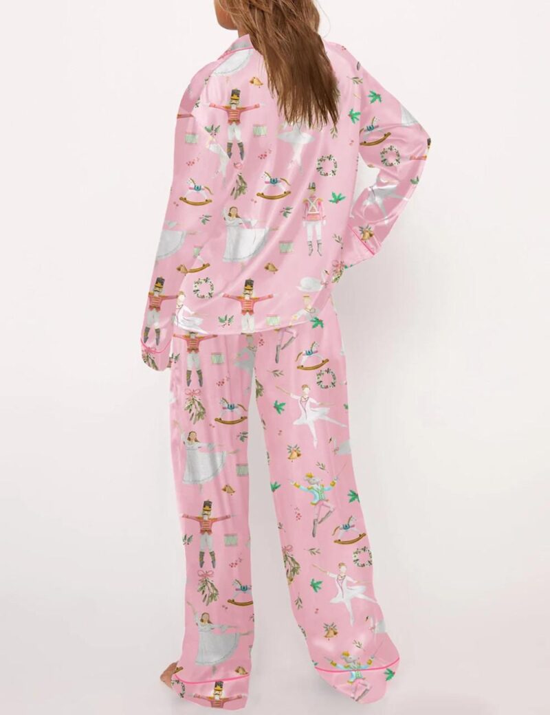 Pink Nutcracker Ballet Silk Satin Pajama Set