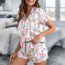 Pink Nutcracker Christmas Satin Pajama Set For Women