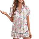 Pink Nutcracker Christmas Satin Pajama Set For Women