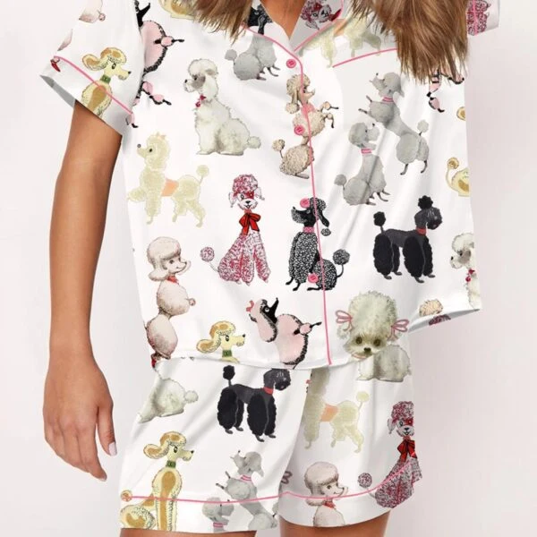 Poodle Dog Satin Pajama Set For Women
