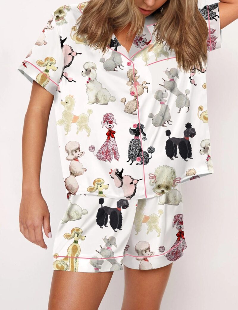 Poodle Dog Satin Pajama Set For Women