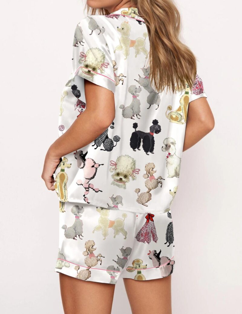 Poodle Dog Satin Pajama Set For Women