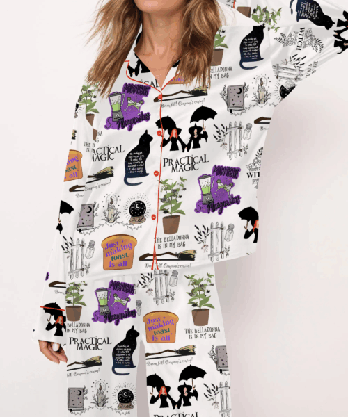 Practical Magic Witches Silk Satin Pajama Set For Women