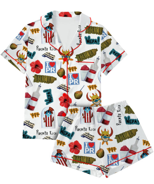 Puerto Rico Travel Satin Pajama Set For Women