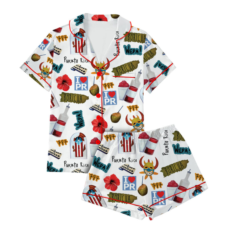 Puerto Rico Travel Satin Pajama Set For Women