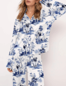 Pug Dog Silky Satin Pajama Set For Women