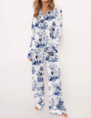 Pug Dog Silky Satin Pajama Set For Women
