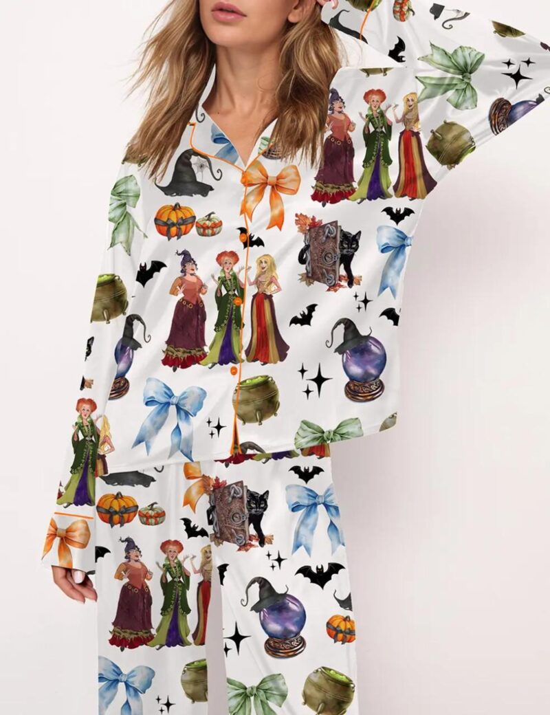 Retro Halloween Bad Silk Satin Pajama Set For Women