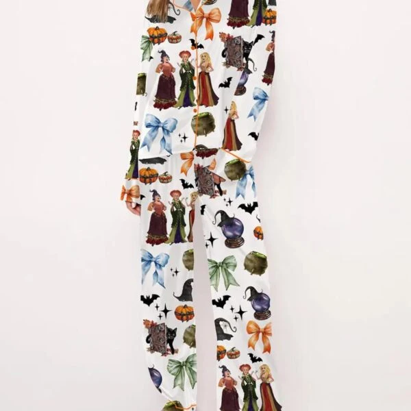 Retro Halloween Bad Silk Satin Pajama Set For Women