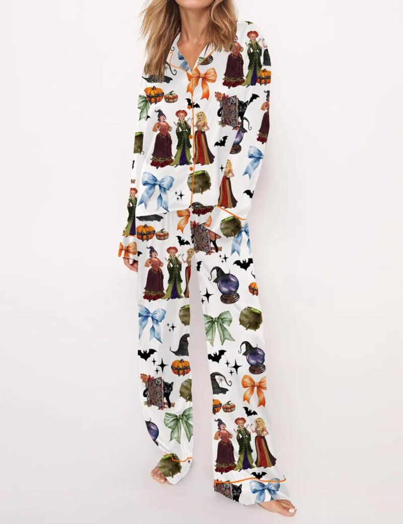Retro Halloween Bad Silk Satin Pajama Set For Women
