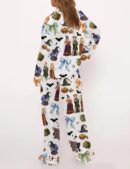 Retro Halloween Bad Silk Satin Pajama Set For Women