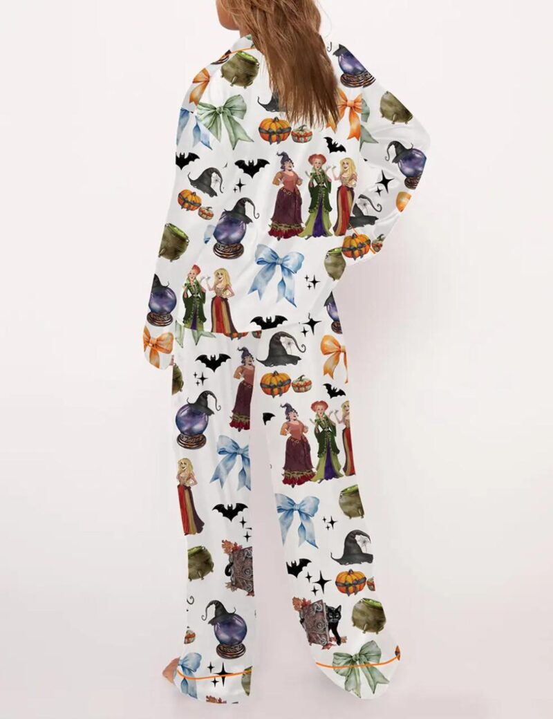 Retro Halloween Bad Silk Satin Pajama Set For Women