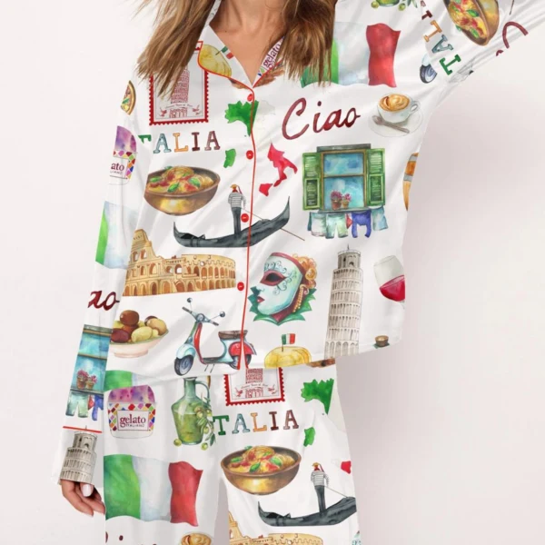 Rome Italy Travel Jubilee Silk Satin Pajama Set For Women
