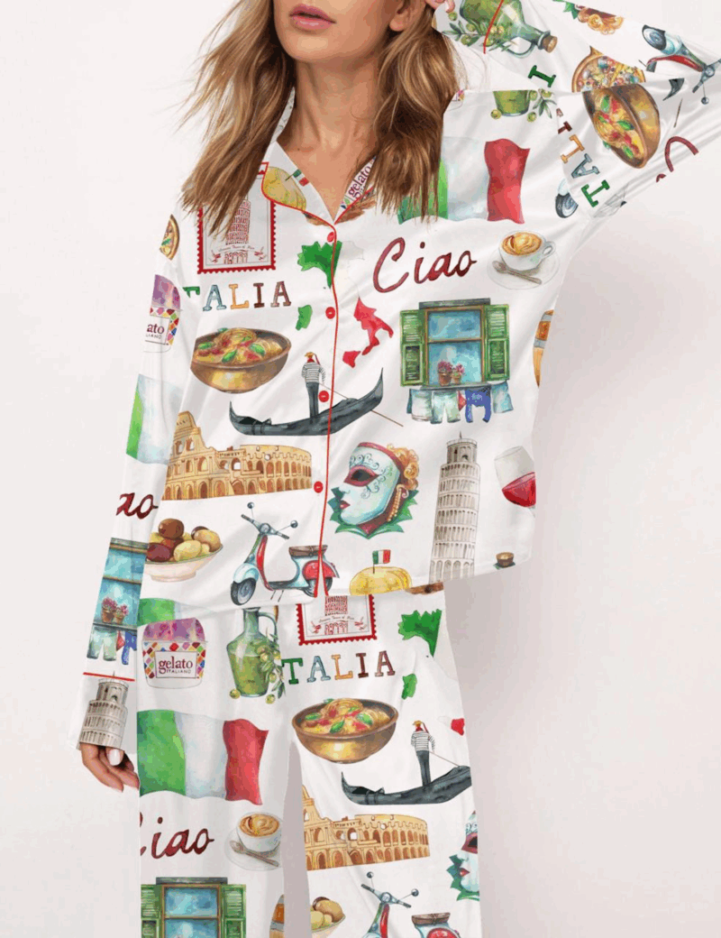 Rome Italy Travel Jubilee Silk Satin Pajama Set For Women