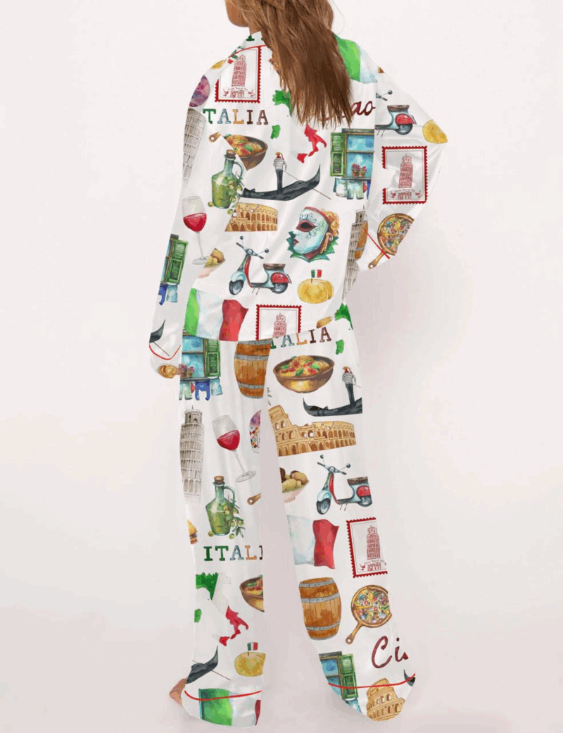 Rome Italy Travel Jubilee Silk Satin Pajama Set For Women