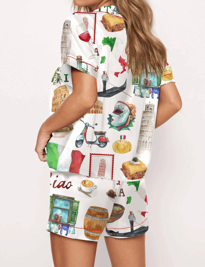 Rome Italy Travel Jubilee Silk Satin Pajama Set For Women