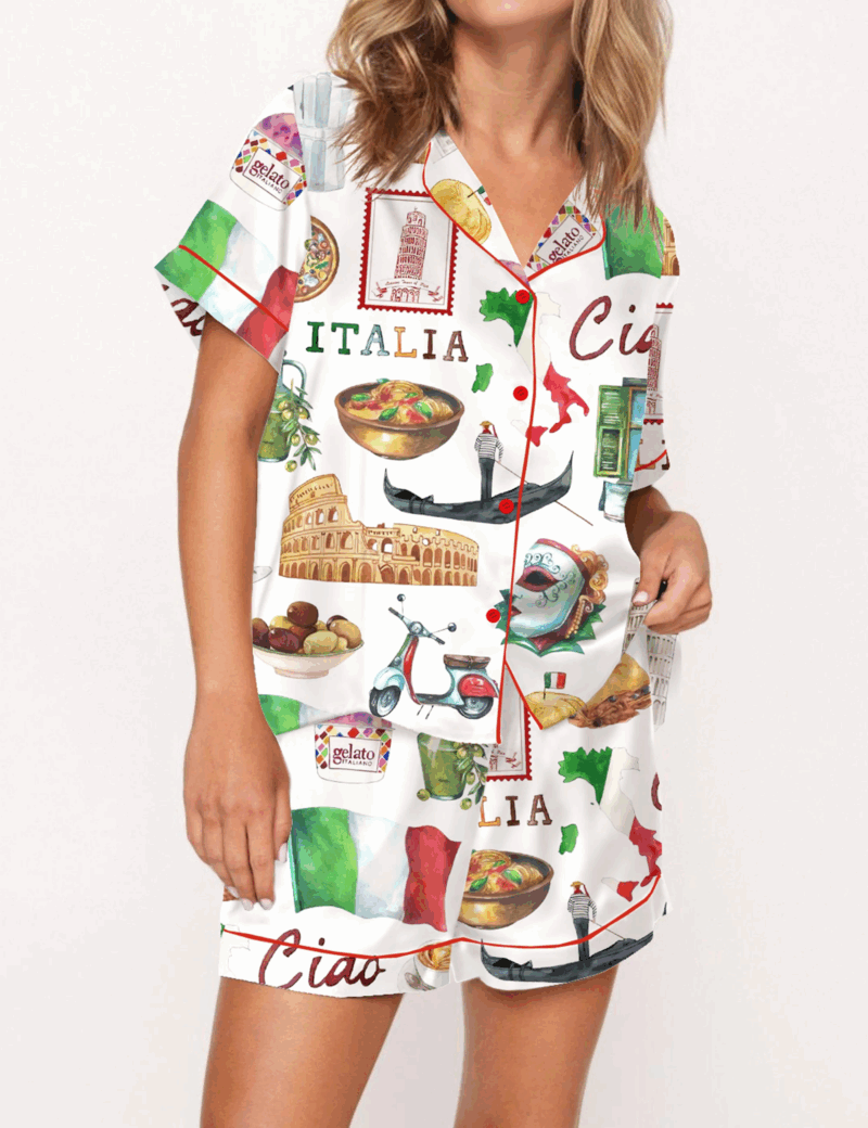 Rome Italy Travel Jubilee Silk Satin Pajama Set For Women