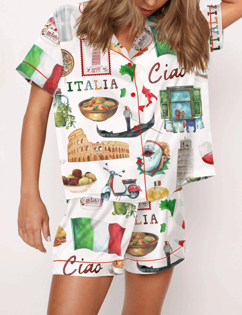 Rome Italy Travel Jubilee Silk Satin Pajama Set For Women