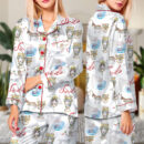 Sicily Italy Travel Silky Satin Pajama Set For Women