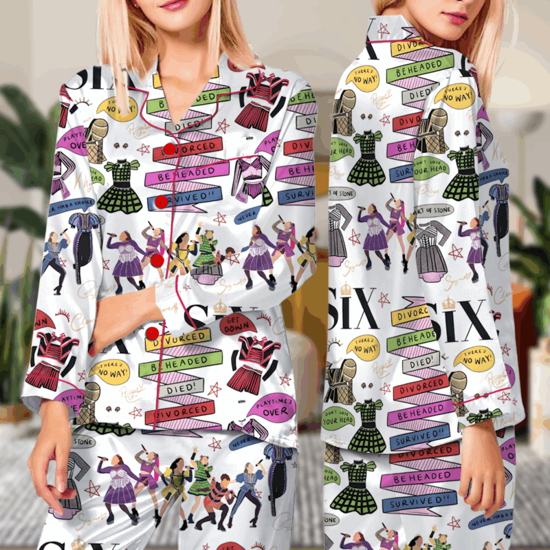 Six Musical Satin Pajamas Set For Women