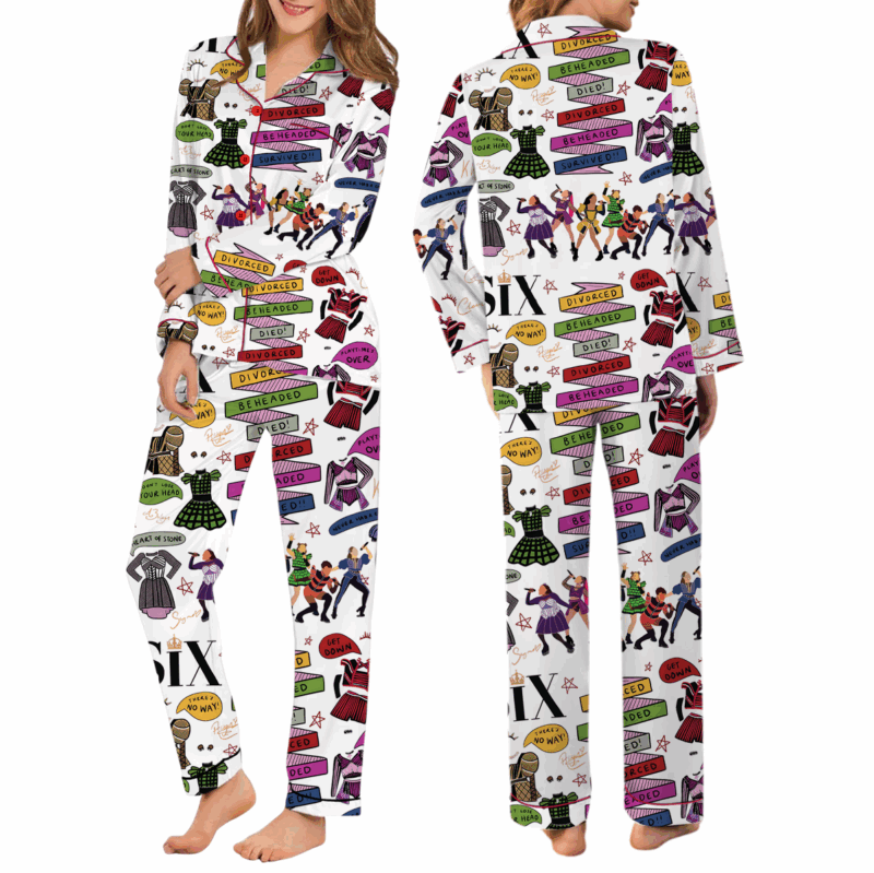 Six Musical Satin Pajamas Set For Women