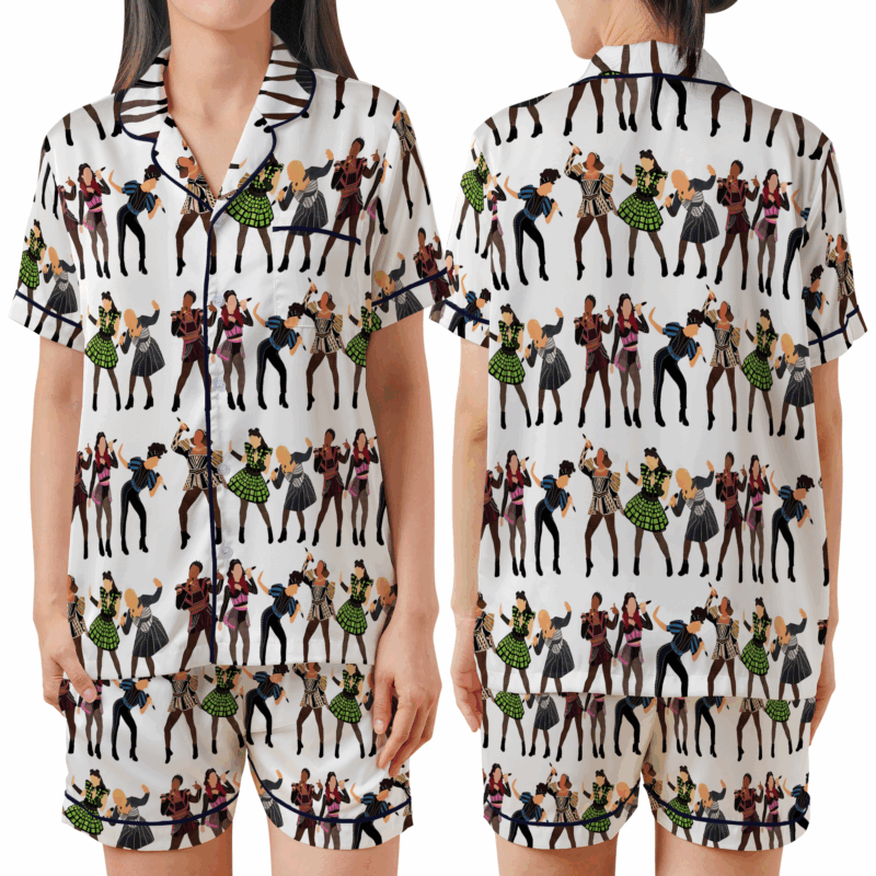 Six Musical Silk Satin Pajamas Set For Women