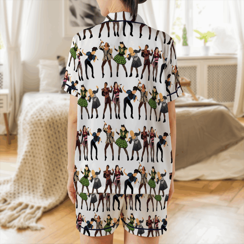 Six Musical Silk Satin Pajamas Set For Women
