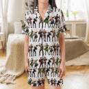 Six Musical Silk Satin Pajamas Set For Women