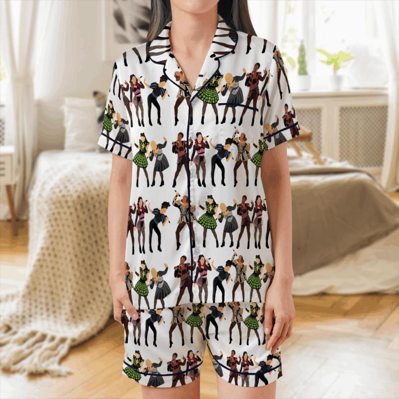 Six Musical Silk Satin Pajamas Set For Women