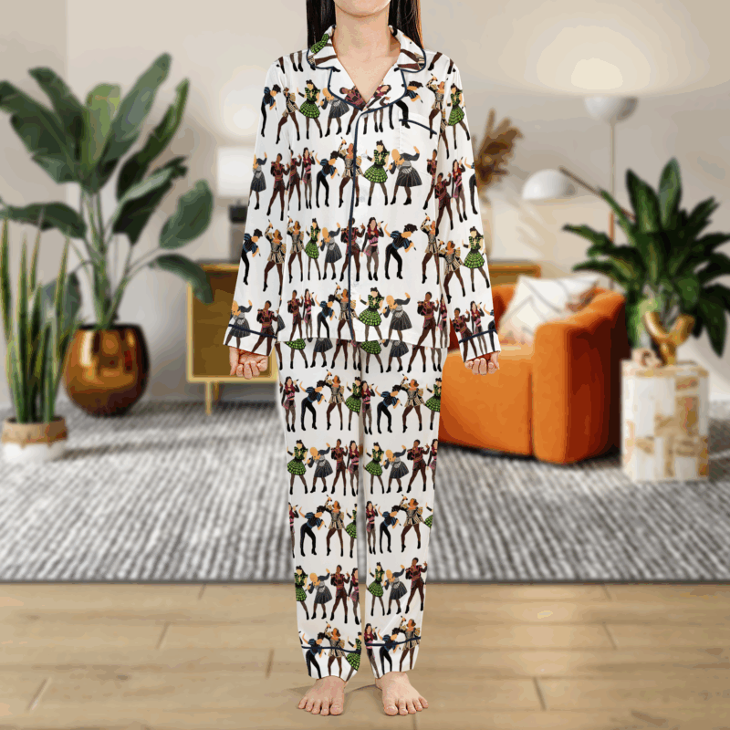 Six Musical Silk Satin Pajamas Set For Women