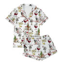 Snowman Christmas Satin Pajama Set For Women