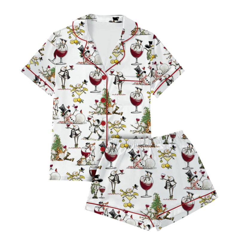 Snowman Christmas Satin Pajama Set For Women
