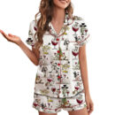 Snowman Christmas Satin Pajama Set For Women