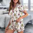 Snowman Christmas Satin Pajama Set For Women