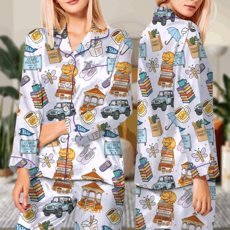 Star Hollow Satin Pajamas Set For Women
