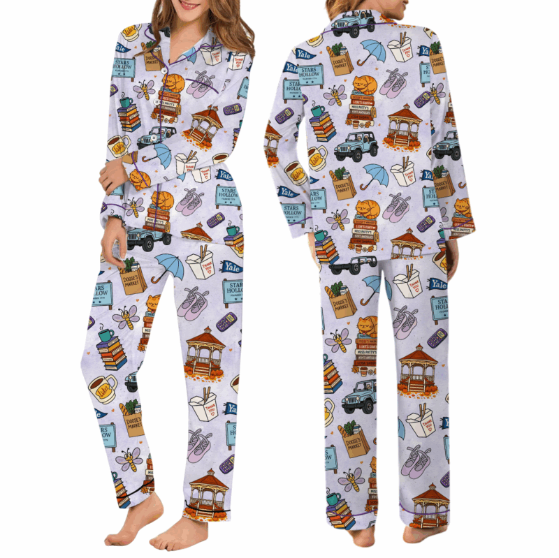 Star Hollow Satin Pajamas Set For Women
