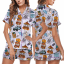 Star Hollow Satin Pajamas Set For Women