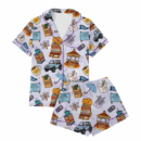 Star Hollow Satin Pajamas Set For Women