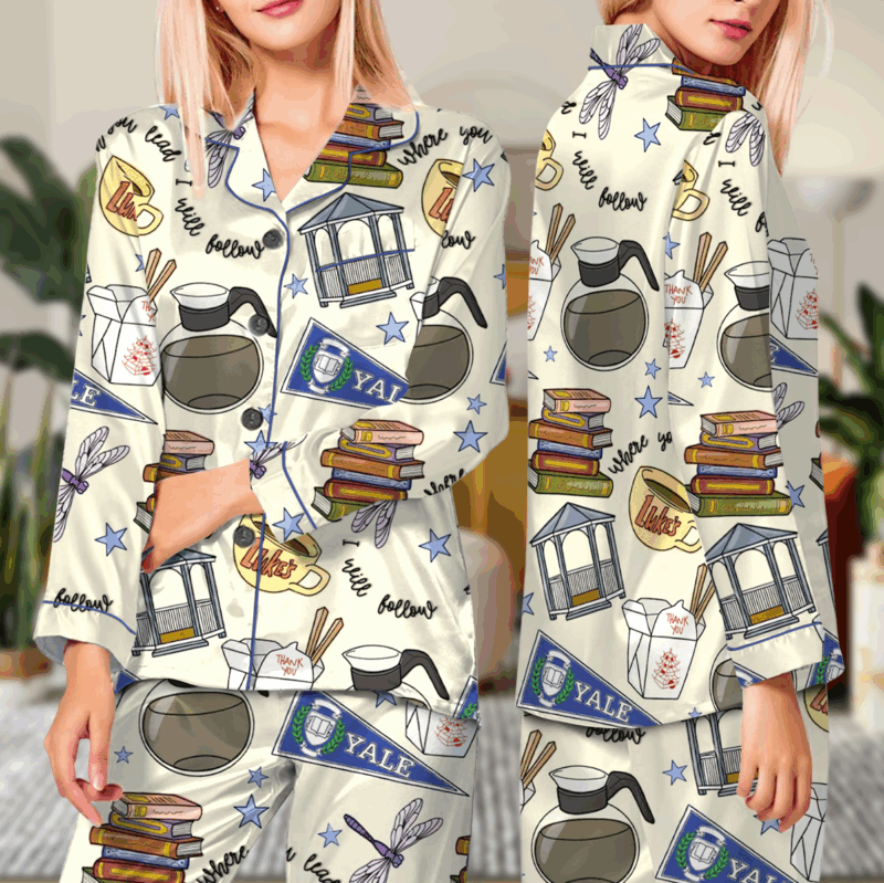 Stars Hollow Gilmore Girls Satin Pajamas Set For Women