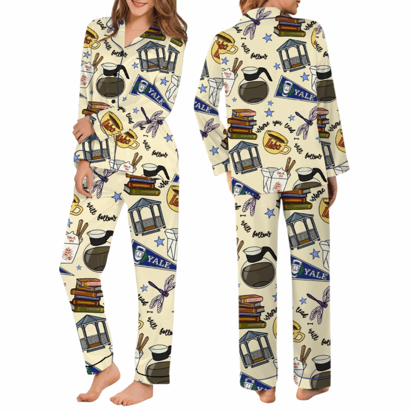 Stars Hollow Gilmore Girls Satin Pajamas Set For Women