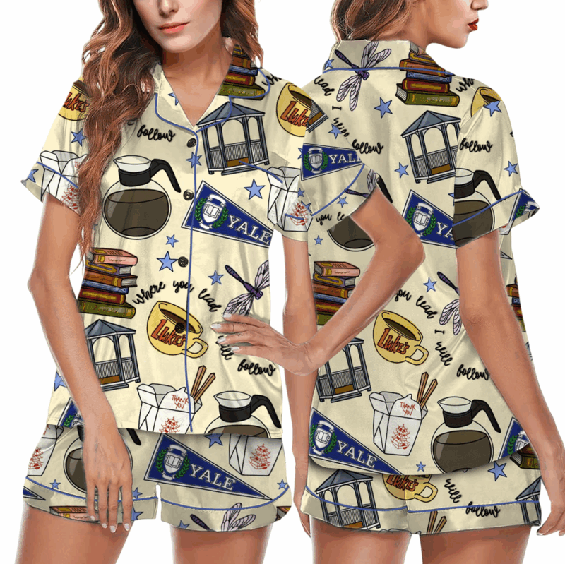 Stars Hollow Gilmore Girls Satin Pajamas Set For Women