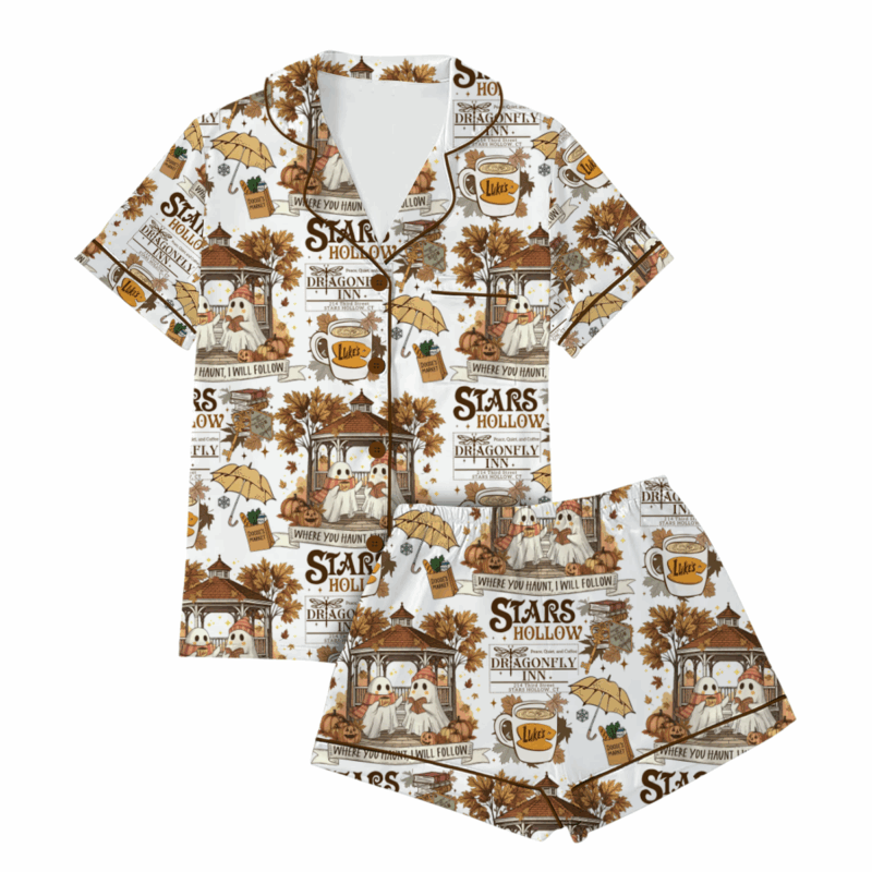 Stars Hollow Satin Pajamas Set For Women